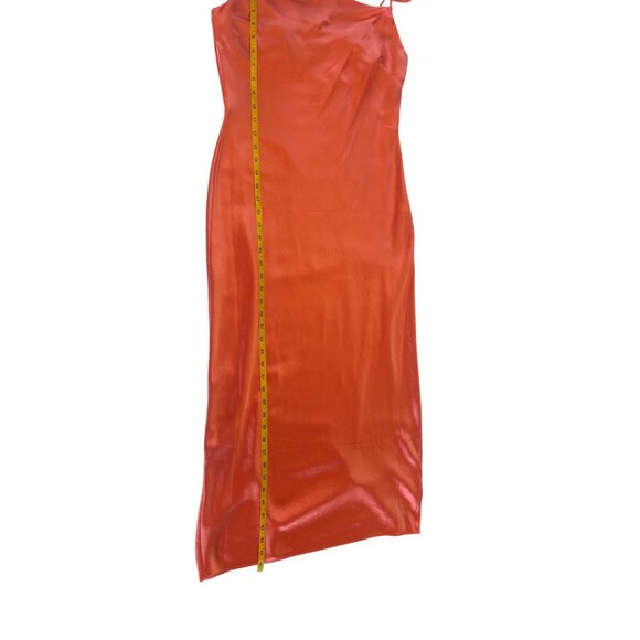 Express Sz M Coral Satin Slip Dress Cowl Neck Elegant Evening Midi Gown - Picture 10 of 10